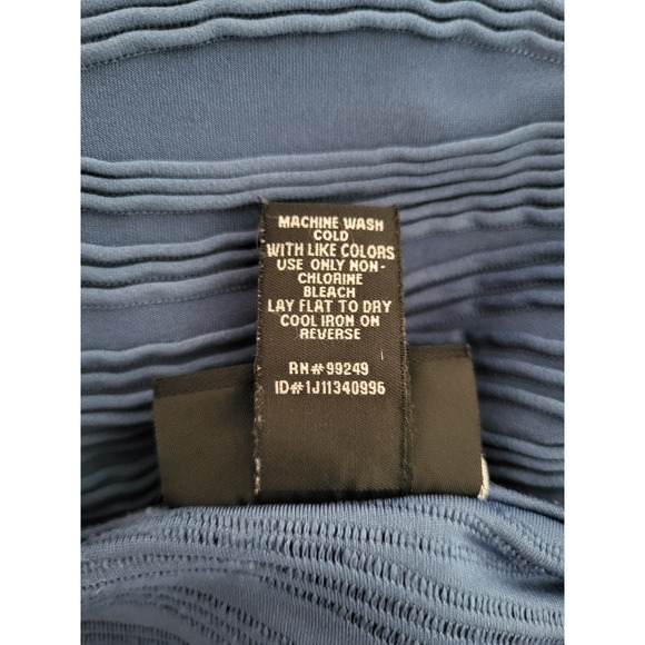 Maggie Barnes Blue Textured Artsy Top Blouse 4X Pullover 3/4 Sleeve Work Coastal - Picture 8 of 8